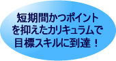 短期間かつポイントを抑えたカリキュラムで目標スキルに到達